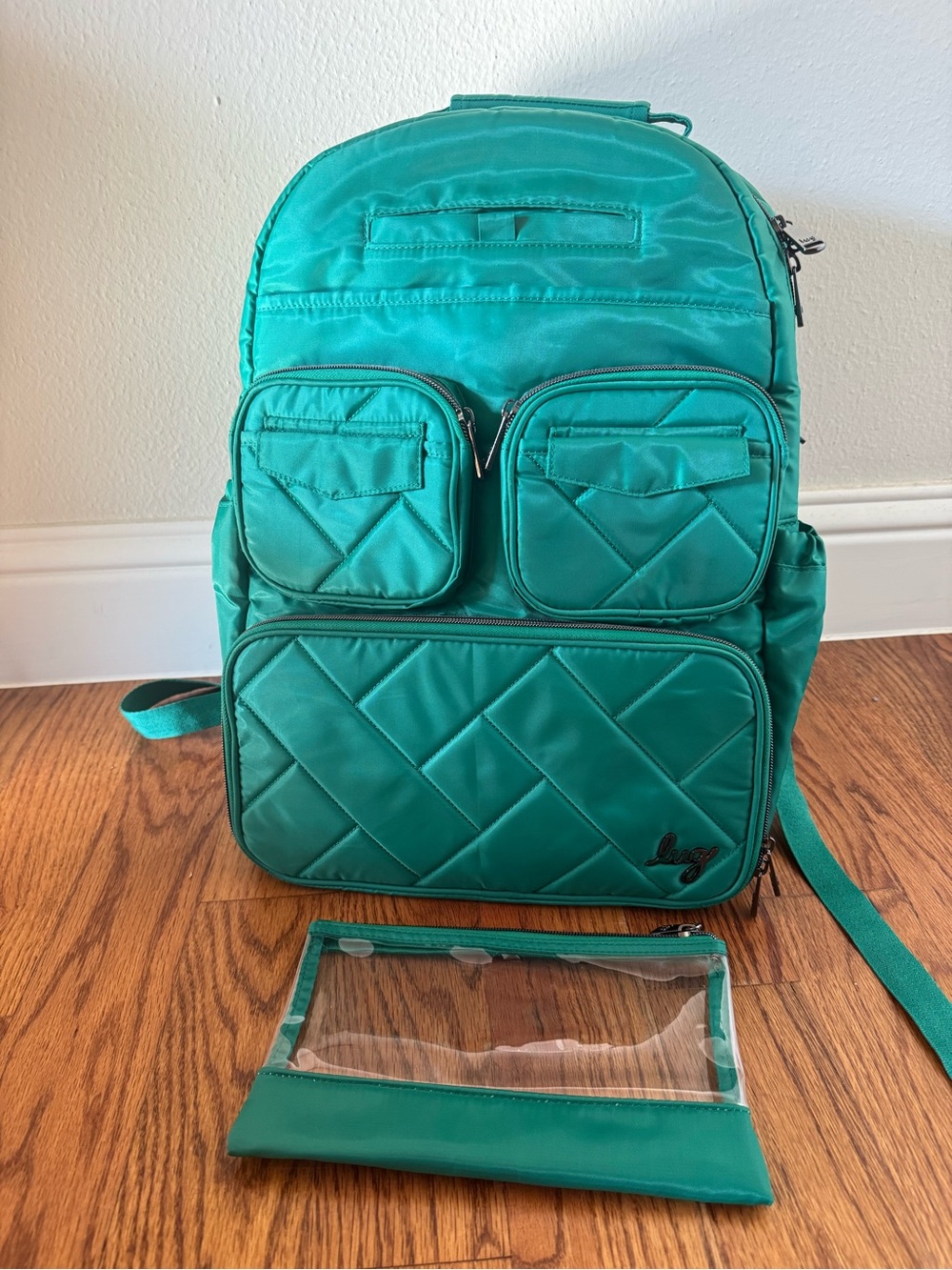 Lug PJ Backpack with matching clearview in Kelly Green